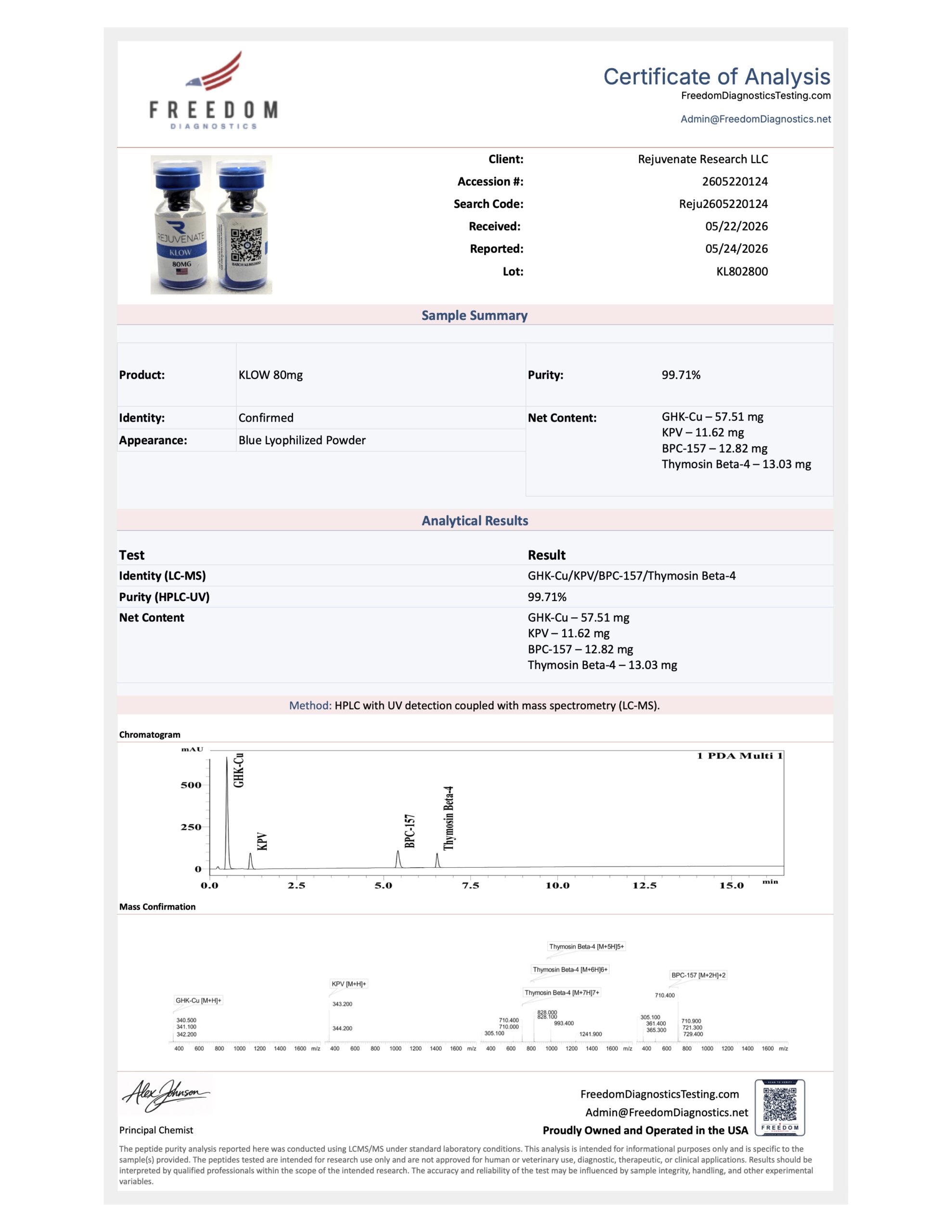 KLOW BLEND 80MG (KPV + GHK-Cu + BPC-157 + TB-500) 10mg/50mg/10mg/10mg - Image 2
